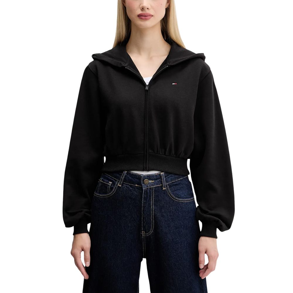 Hooded Hoodie by Tommy Hilfiger Jeans for women in cotton black features a authentic silhouette, showcasing a sophisticated hooded neckline and authentic detail for a refined finish.