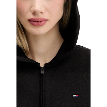 Hooded Hoodie by Tommy Hilfiger Jeans for women in cotton black features an dramatic silhouette, showcasing a sophisticated hooded neckline and dramatic for a refined, modern aesthetic.