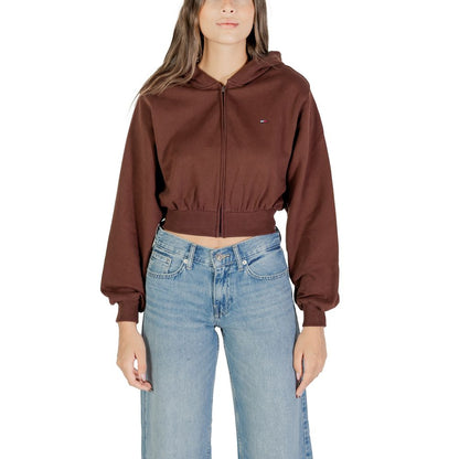 Hooded Hoodie by Tommy Hilfiger Jeans for women in cotton brown showcases a city-ready silhouette, artfully detailed with a signature hooded neckline and for a city-ready finish.