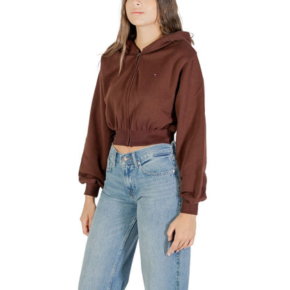 Hooded Hoodie by Tommy Hilfiger Jeans for women in cotton brown features a authentic silhouette, showcasing a sophisticated hooded neckline and authentic detail for a refined finish.
