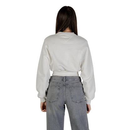 Activewear Sweatshirt by Tommy Hilfiger Jeans for women in cotton cream & natural presents a ergonomic silhouette, showcasing a sophisticated crew neckline and detailed with premium for a ergonomic finish.