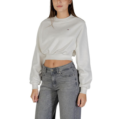 Activewear Sweatshirt by Tommy Hilfiger Jeans for women in cotton cream & natural presents a dynamic silhouette, featuring a dynamic crew neckline and detailed with functional .