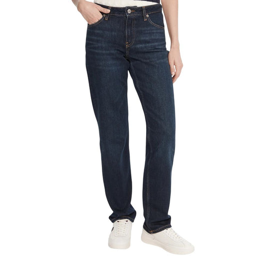 Jeans by Tommy Hilfiger for women in stretch denim cotton blue presents a refined pantology silhouette, artfully defined by a refined pantology regular-fit & mom, long, and a sophisticated .