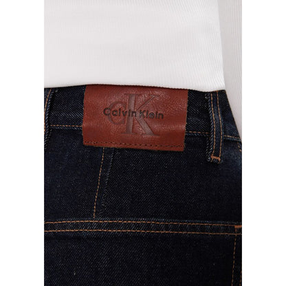 Jeans by Calvin Klein Jeans for women in denim cotton blue presents a tailored silhouette, showcasing a tailored regular-fit, wide & mom and long cut with a refined high rise for a truly tailored aesthetic.