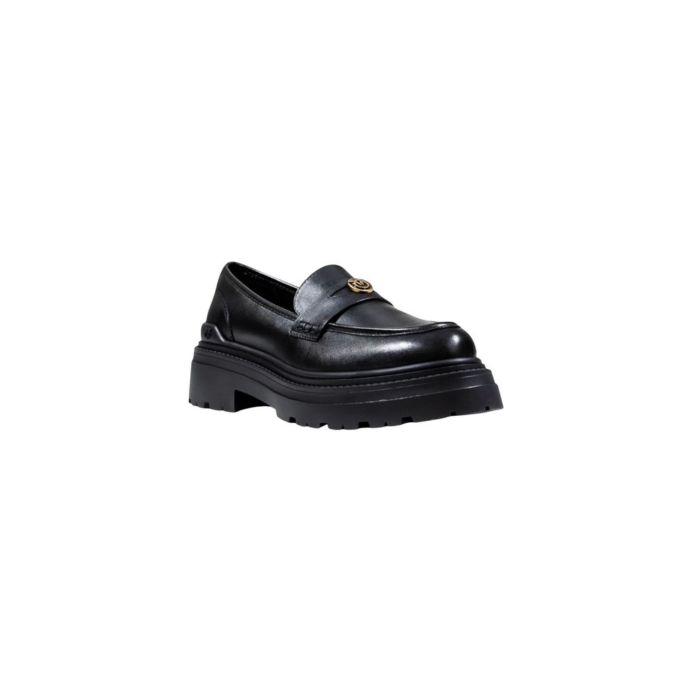 Platform Pumps Heels by PINKO for women in leather & rubber black features an effortlessly chic silhouette, showcasing the elegant Women's Leather & Rubber Platform Pumps Heels design with a platform and a sophisticated .