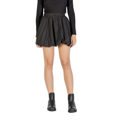 Jacqueline De Yong Women's Short Mini Lightweight Gathered High-Rise Cotton Polyester Skirt - Black