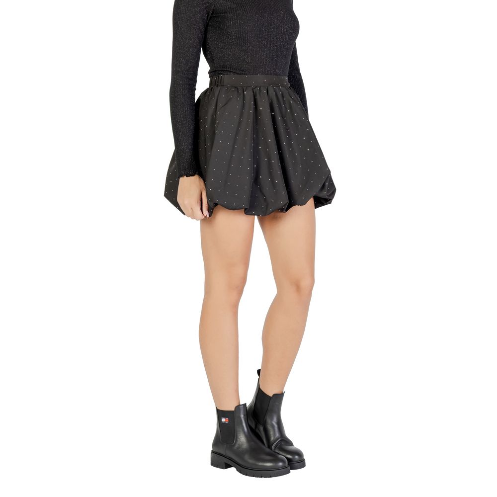 Jacqueline De Yong Women's Short Mini Lightweight Gathered High-Rise Cotton Polyester Skirt - Black