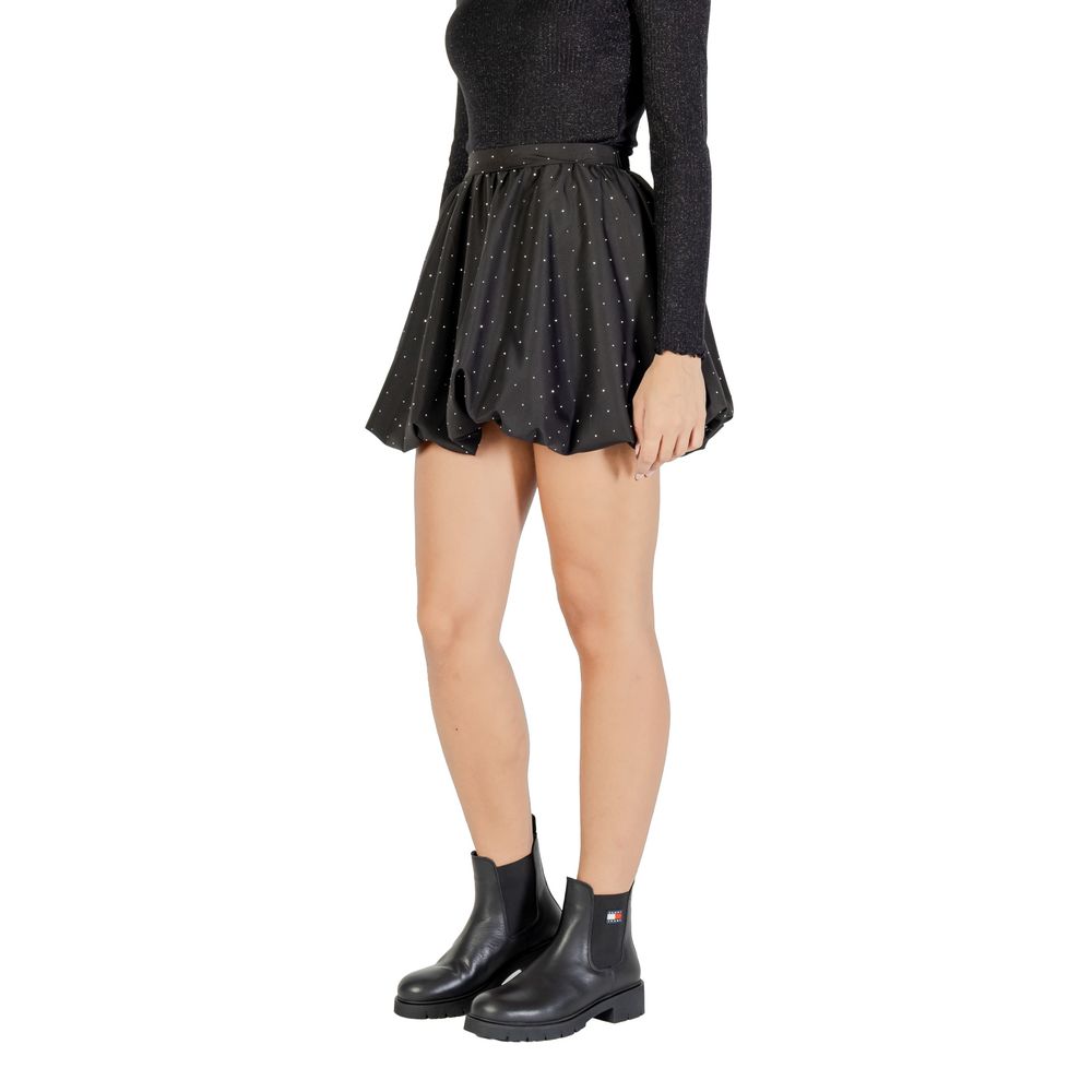 Jacqueline De Yong Women's Short Mini Lightweight Gathered High-Rise Cotton Polyester Skirt - Black