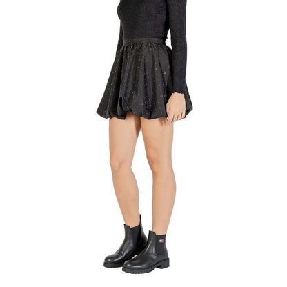 Jacqueline De Yong Women's Short Mini Lightweight Gathered High-Rise Cotton Polyester Skirt - Black