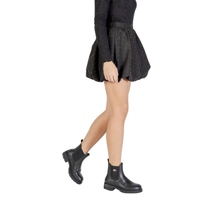 Jacqueline De Yong Women's Short Mini Lightweight Gathered High-Rise Cotton Polyester Skirt - Black