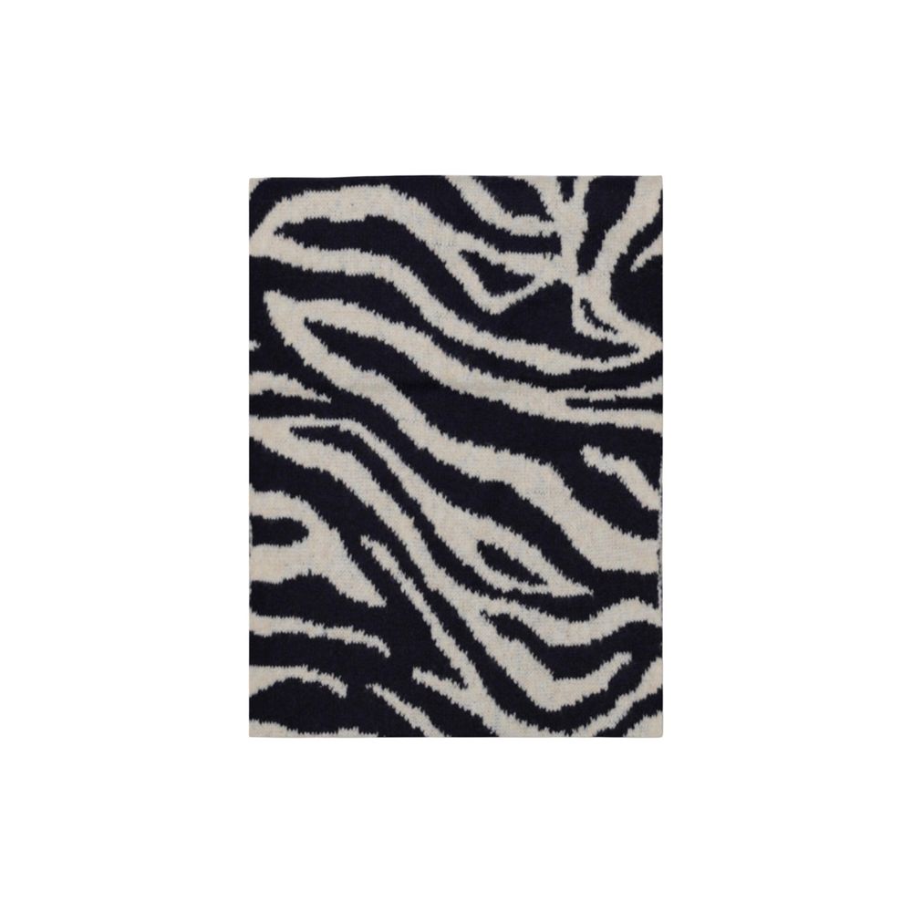 Scarf by Pieces for women in stretch polyester blue & zebra features a ethereal silhouette, artfully capturing the essence of the ethereal Stretch Polyester Scarf design for a sophisticated look.