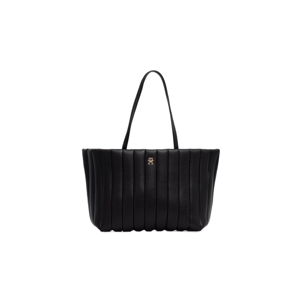Tommy Hilfiger Th Grace Polyethylene & Polyurethane Large Tote Handbag - Black