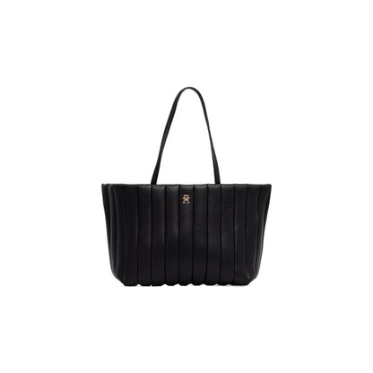 Tommy Hilfiger Th Grace Polyethylene & Polyurethane Large Tote Handbag - Black