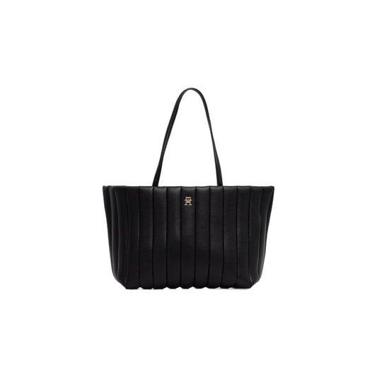 Tommy Hilfiger Th Grace Polyethylene & Polyurethane Large Tote Handbag - Black