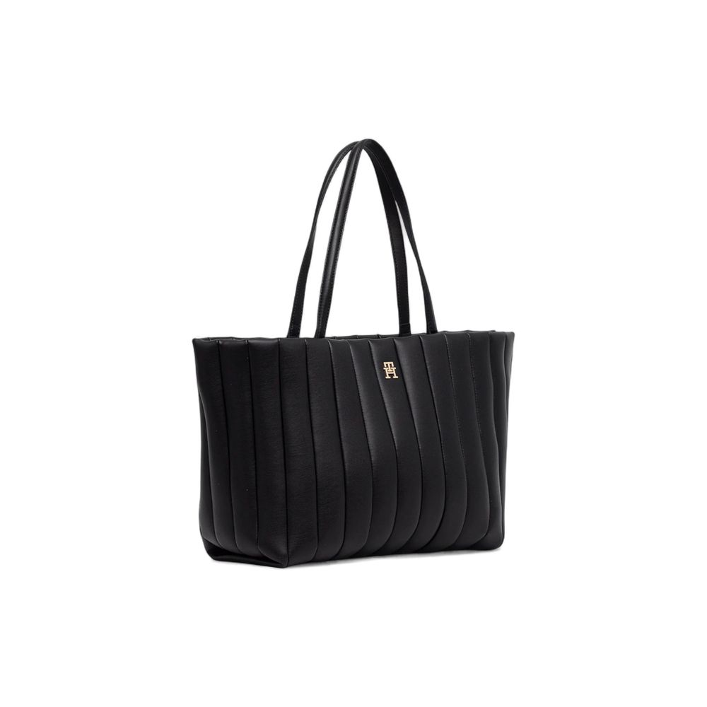 Tommy Hilfiger Th Grace Polyethylene & Polyurethane Large Tote Handbag - Black