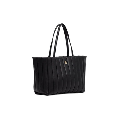 Tommy Hilfiger Th Grace Polyethylene & Polyurethane Large Tote Handbag - Black