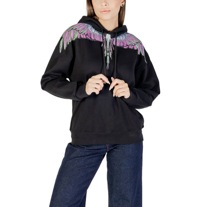 Hooded Hoodie by County of Milan for women in cotton black features a slouchy chic silhouette, detailed with a slouchy chic and a signature for an elevated aesthetic.