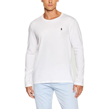 T-Shirt by Ralph Lauren for men in cotton white features an edgy silhouette, meticulously detailed with a sophisticated long-sleeve and crew neckline for a truly edgy finish.