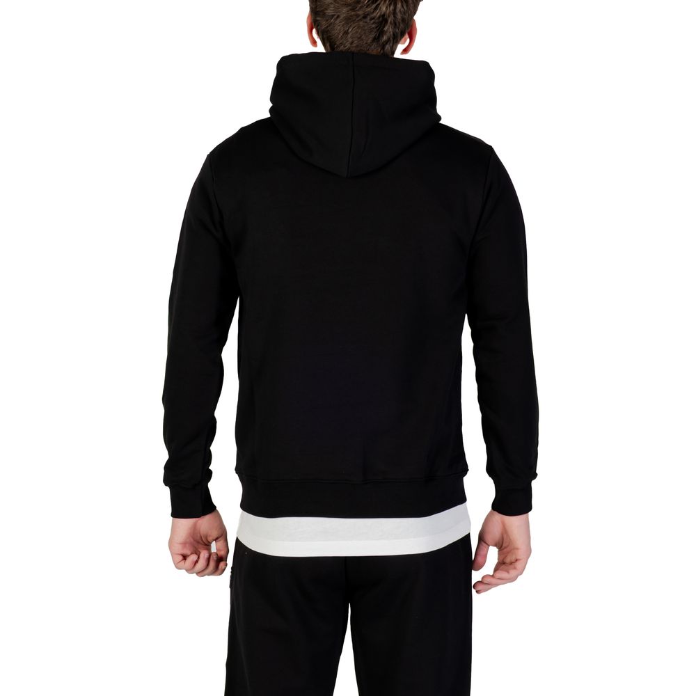 Hooded Hoodie by Icon for men in cotton & kangaroo black & white features an avant-garde silhouette, showcasing a sophisticated hooded neckline and detail for a truly avant-garde finish.