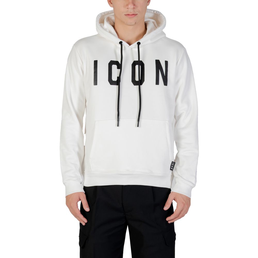 Hooded Hoodie by Icon for men in cotton & kangaroo black & white features a edgy silhouette, detailed with a edgy hooded neckline and for a refined finish.