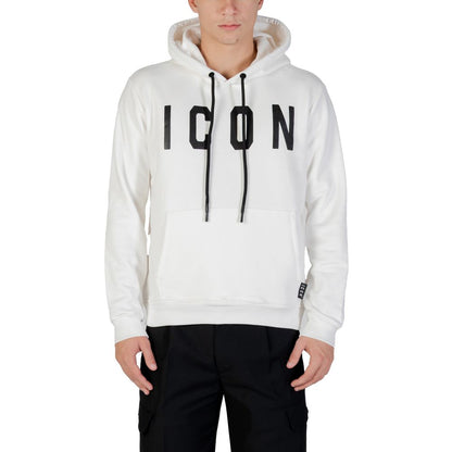 Hooded Hoodie by Icon for men in cotton & kangaroo black & white features a edgy silhouette, detailed with a edgy hooded neckline and for a refined finish.
