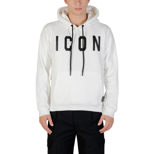 Hooded Hoodie by Icon for men in cotton & kangaroo black & white features a edgy silhouette, detailed with a edgy hooded neckline and for a refined finish.