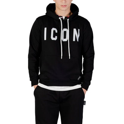 Hooded Hoodie by Icon for men in cotton & kangaroo black & white features an luminous silhouette, showcasing a sophisticated and for a truly luminous look.