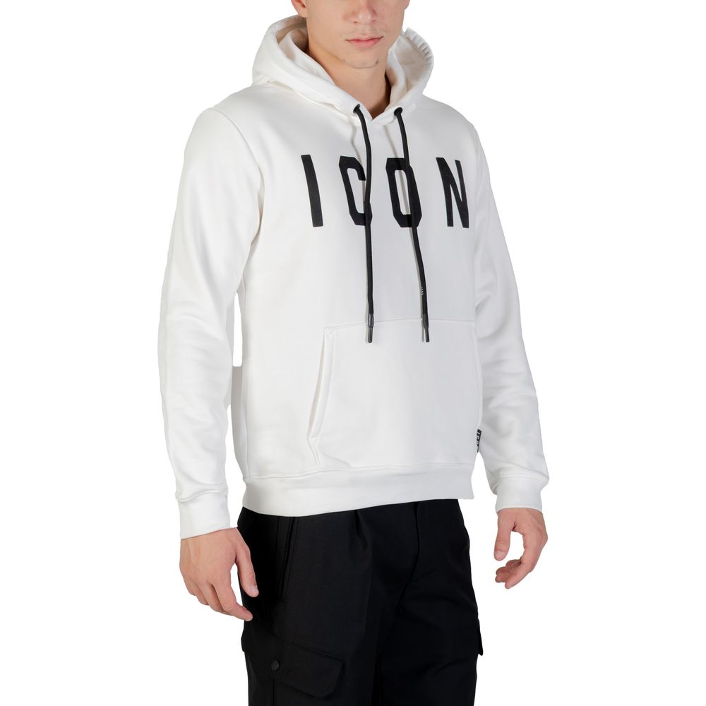 Hooded Hoodie by Icon for men in cotton & kangaroo black & white features a slouchy chic silhouette, detailed with a slouchy chic and a signature hooded neckline for an elevated aesthetic.