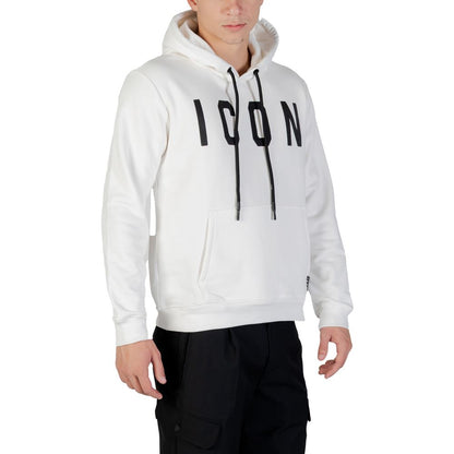 Hooded Hoodie by Icon for men in cotton & kangaroo black & white features a slouchy chic silhouette, detailed with a slouchy chic and a signature hooded neckline for an elevated aesthetic.