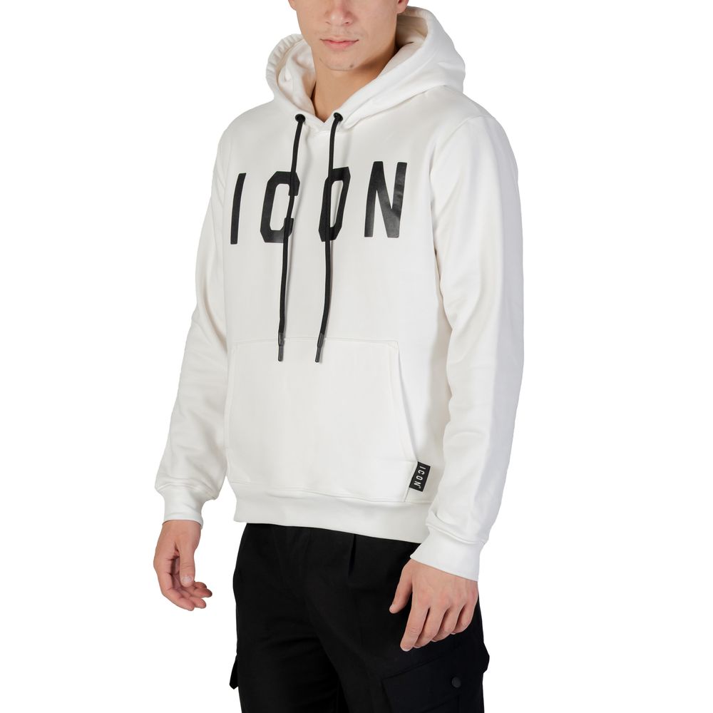 Hooded Hoodie by Icon for men in cotton & kangaroo black & white features an dramatic silhouette, showcasing a sophisticated hooded neckline and dramatic for a refined, modern aesthetic.