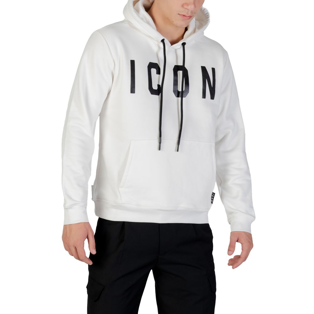 Hooded Hoodie by Icon for men in cotton & kangaroo black & white features an avant-garde silhouette, showcasing a sophisticated and detail for a truly avant-garde finish.