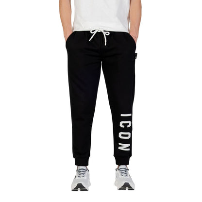 Activewear Jogger Pants by Icon for men in cotton polyester black features a athletic with a and long, showcasing athletic for a sophisticated performance look.