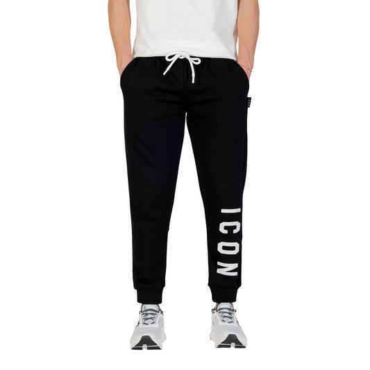 Activewear Jogger Pants by Icon for men in cotton polyester black features a athletic with a and long, showcasing athletic for a sophisticated performance look.