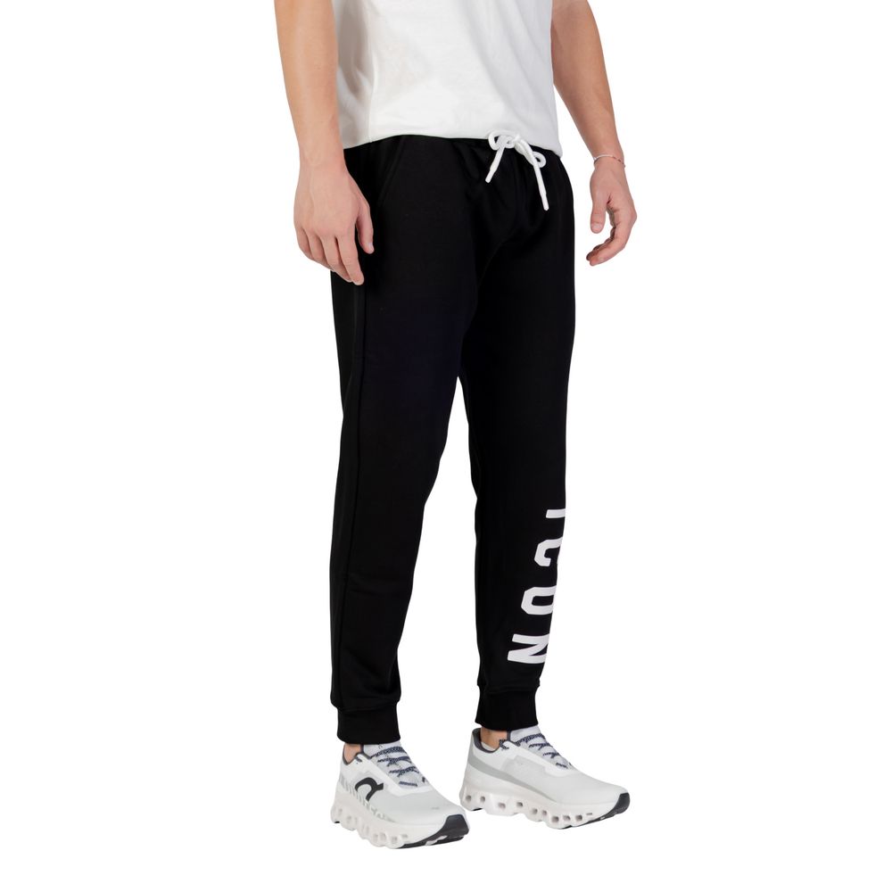 Activewear Jogger Pants by Icon for men in cotton polyester black features an sporty with a and long, showcasing sporty .
