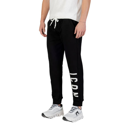 Activewear Jogger Pants by Icon for men in cotton polyester black features an ergonomic and with a ergonomic long, showcasing innovative for a ergonomic look.