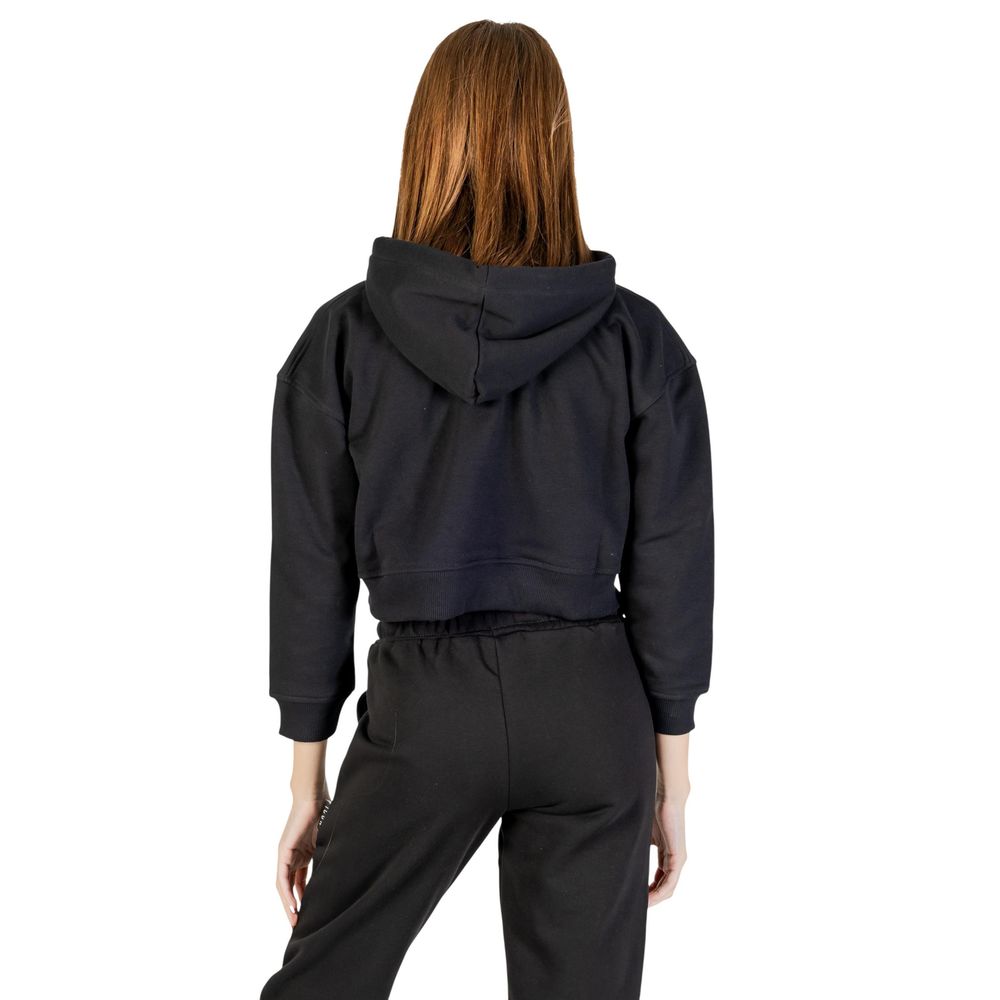 Hooded Hoodie by Icon for women in cotton polyester black features an dramatic silhouette, showcasing a sophisticated hooded neckline and dramatic for a refined, modern aesthetic.