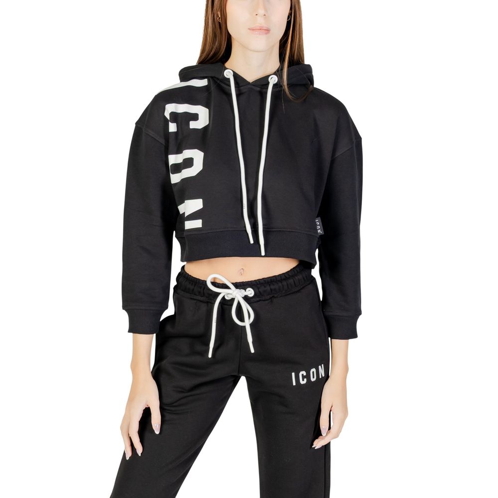 Hooded Hoodie by Icon for women in cotton polyester black features a edgy silhouette, detailed with a edgy hooded neckline and for a refined finish.