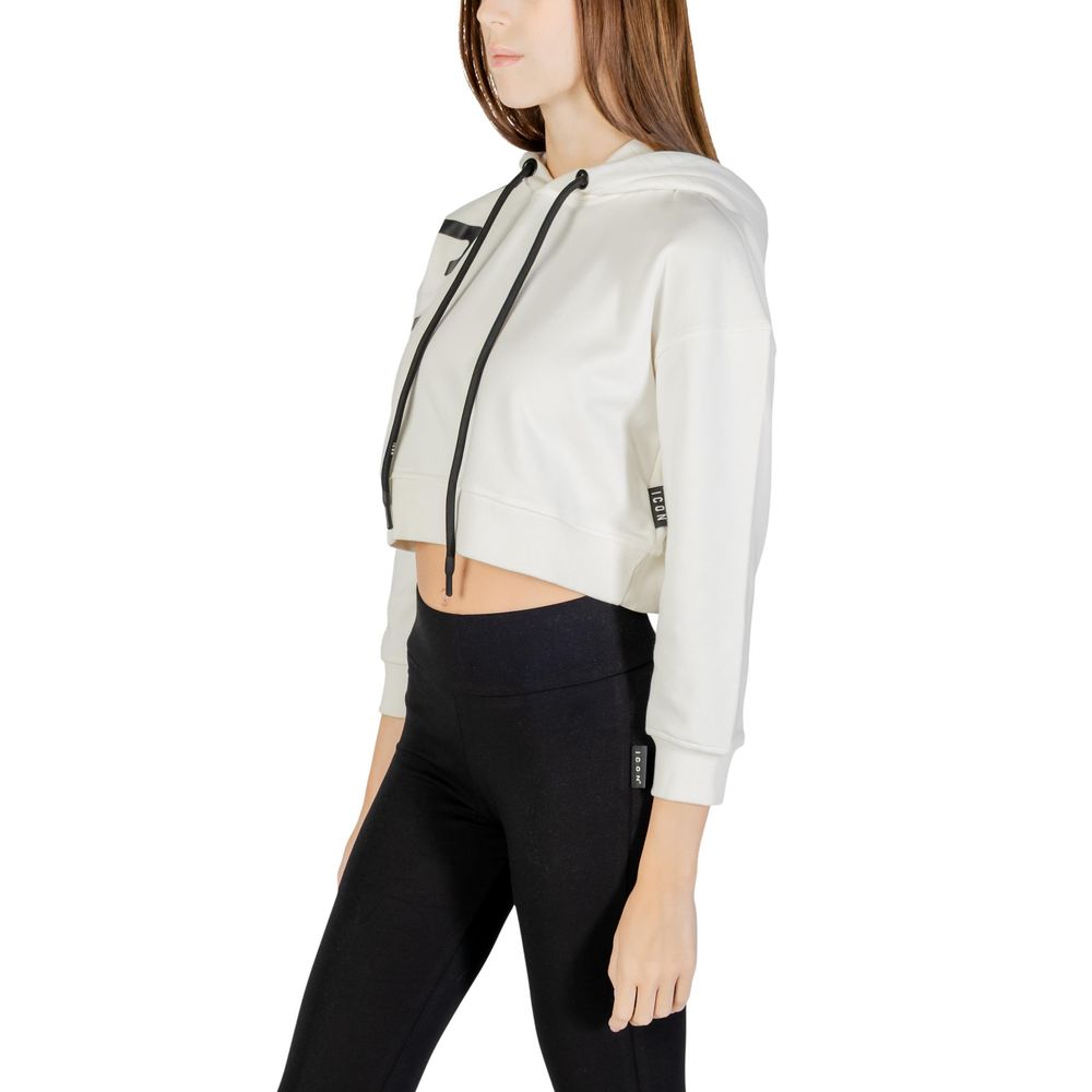 Hooded Hoodie by Icon for women in cotton polyester cream features a edgy silhouette, detailed with a edgy hooded neckline and for a refined finish.