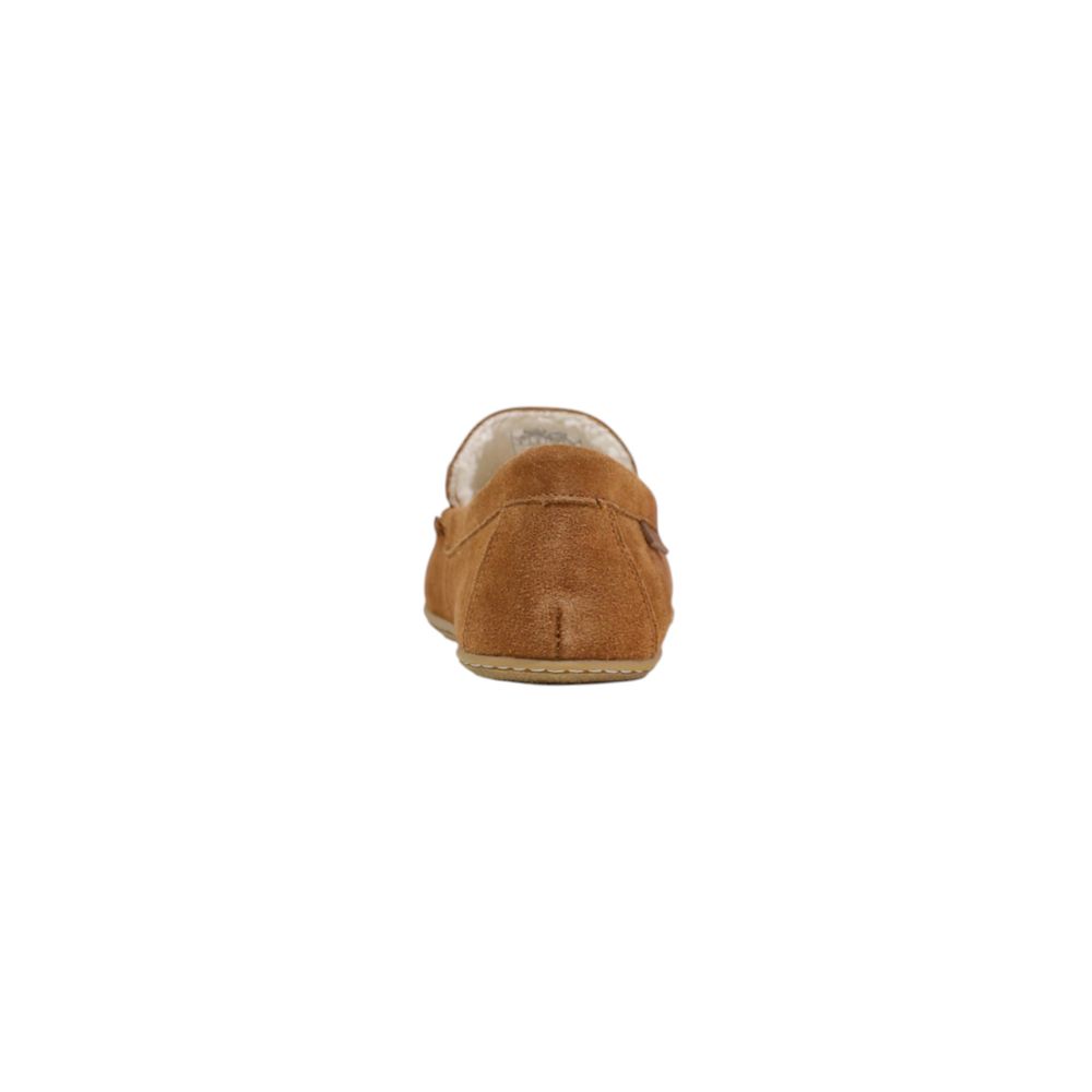 Moccasin Slippers by Ralph Lauren for men in suede leather brown presents a effortless silhouette, showcasing the elegant Men's Suede Leather Moccasin Slippers design with its unique and sophisticated .