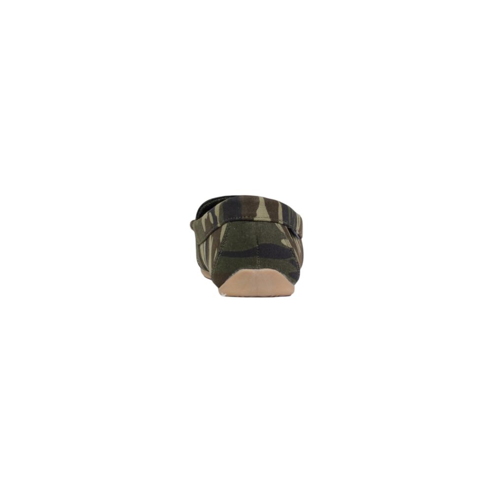 Moccasin Slippers by Ralph Lauren for men in textile and green & camouflage presents a sculptural silhouette as Men's Textile Moccasin Slippers, featuring a sculptural and a sculptural for refined comfort.