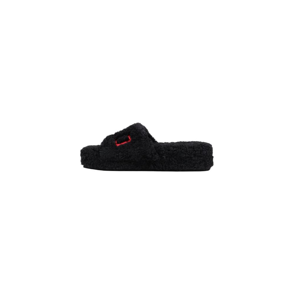 Platform Slippers by Ralph Lauren for women in plush black features an effortless chic silhouette from the Women's Plush Platform Slippers collection, showcasing a platform and effortless chic .