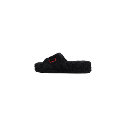 Platform Slippers by Ralph Lauren for women in plush black features an effortless chic silhouette from the Women's Plush Platform Slippers collection, showcasing a platform and effortless chic .