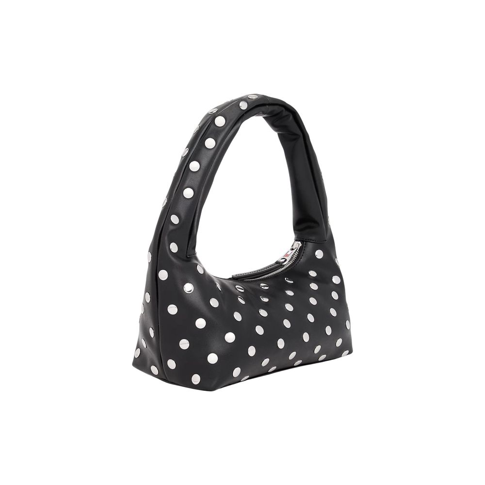 Tommy Hilfiger Jeans Polyethylene & Polyurethane Medium Shoulder Evening Shopper Handbag - Black Patterned
