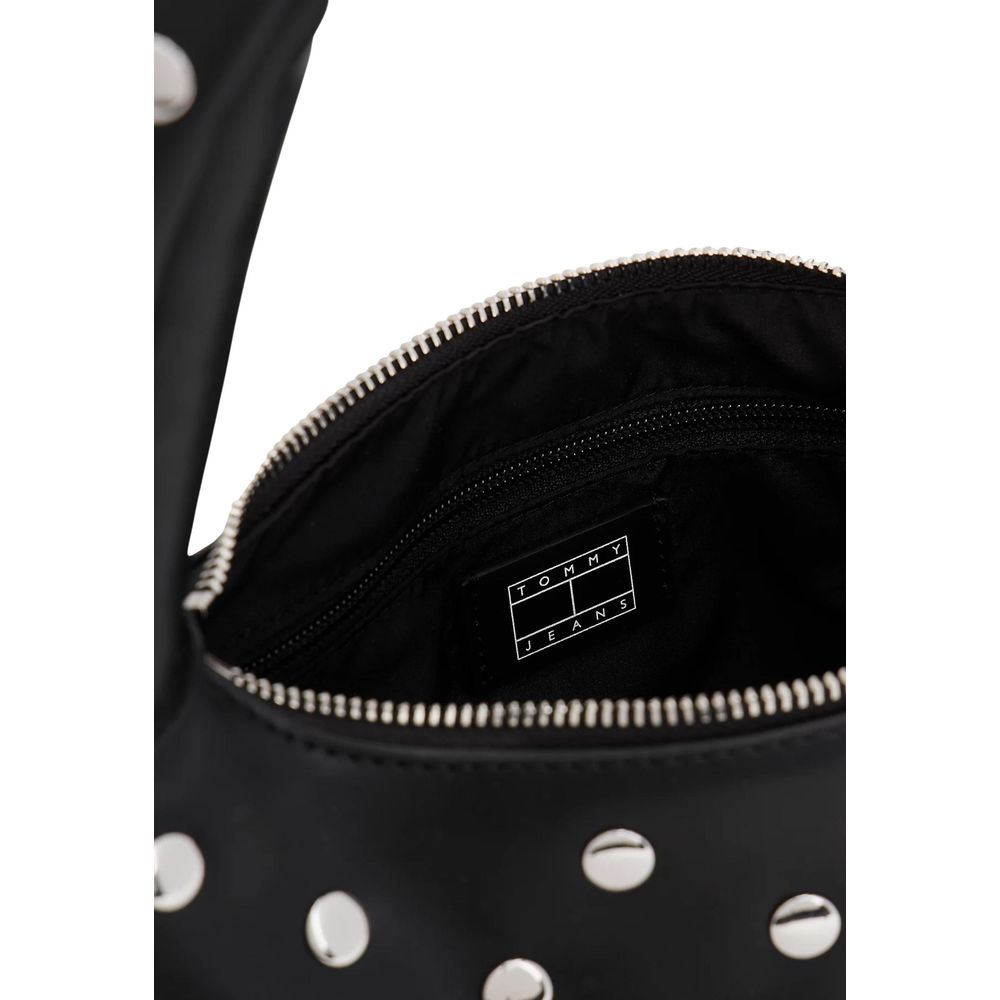 Tommy Hilfiger Jeans Polyethylene & Polyurethane Medium Shoulder Evening Shopper Handbag - Black Patterned