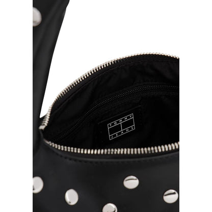 Tommy Hilfiger Jeans Polyethylene & Polyurethane Medium Shoulder Evening Shopper Handbag - Black Patterned
