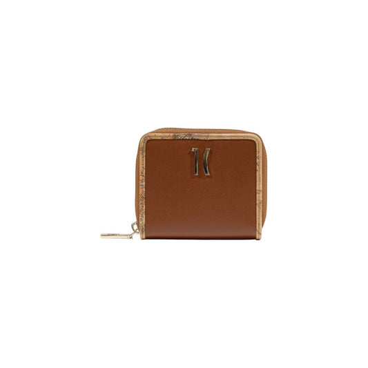 Alviero Martini Prima Classe Leather & Metal Wallet - Brown Signature Print