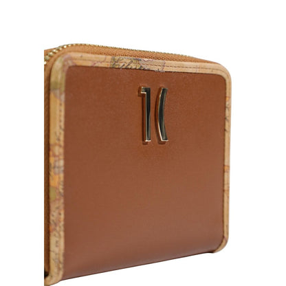 Alviero Martini Prima Classe Leather & Metal Wallet - Brown Signature Print