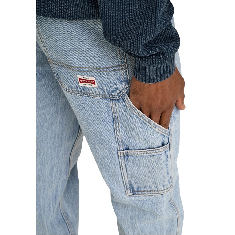 Jeans by Only & Sons for men in denim cotton blue & natural features an refined tailoring silhouette, showcasing a premium straight-leg, relaxed-fit & regular-fit with a and long cut for a refined tailoring look.