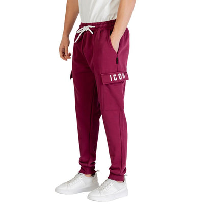Activewear Jogger Pants by Icon for men in cotton polyester bordeaux features an kinetic relaxed-fit and long with a , showcasing high-performance for an kinetic look.