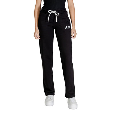 Activewear Jogger Pants by Icon for women in cotton polyester black features an kinetic regular-fit and long with a , showcasing high-performance for an kinetic look.
